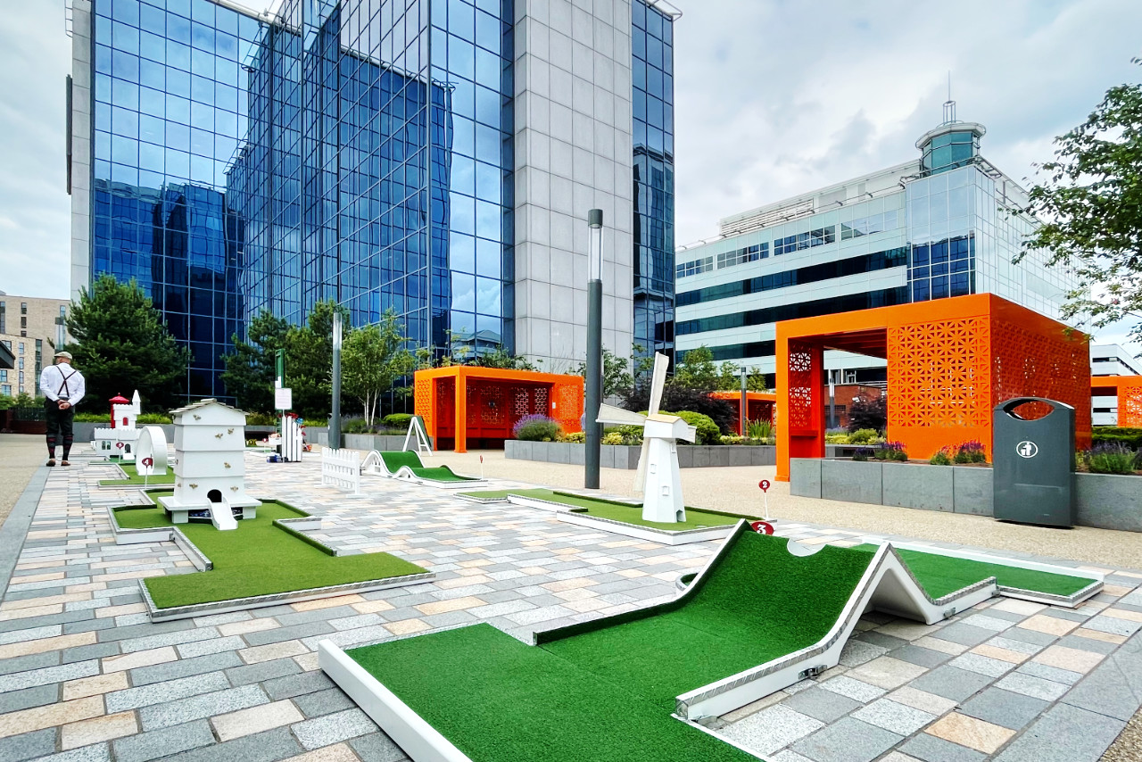 Corporate Entertainment - Mobile Crazy Golf at Exchange Quay Manchester