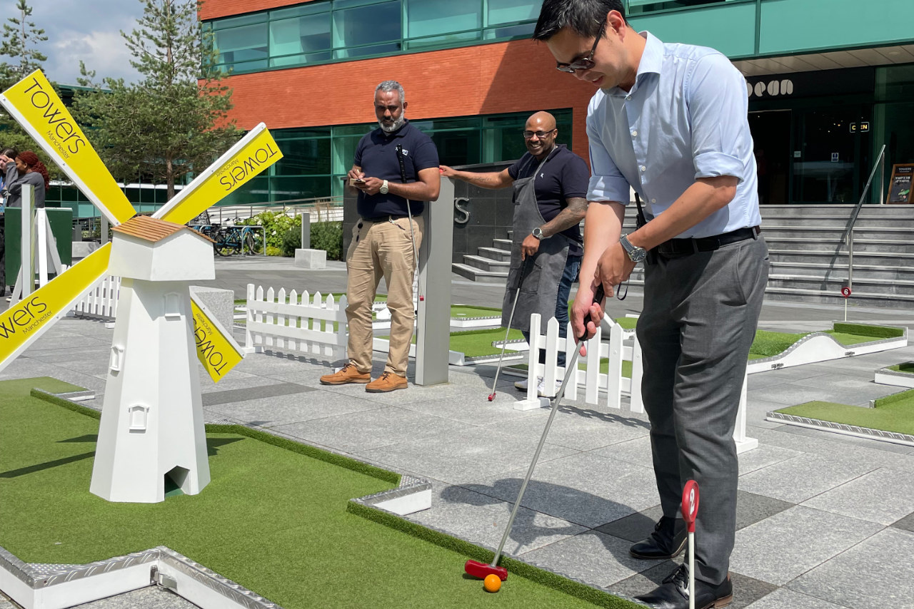 Portable Mini Golf Team Building Activities Towers Business Park Manchester